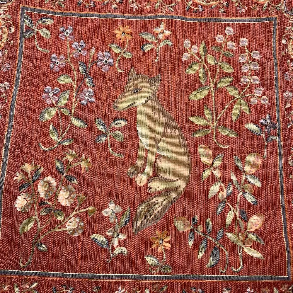 Medieval Fox Tapestry Pillow Cushion Cover Jacquard Woven France Goblus 18x19